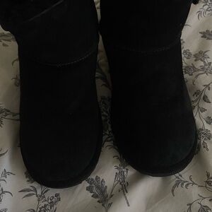 UGG Black Suede Boots with Fur Lining